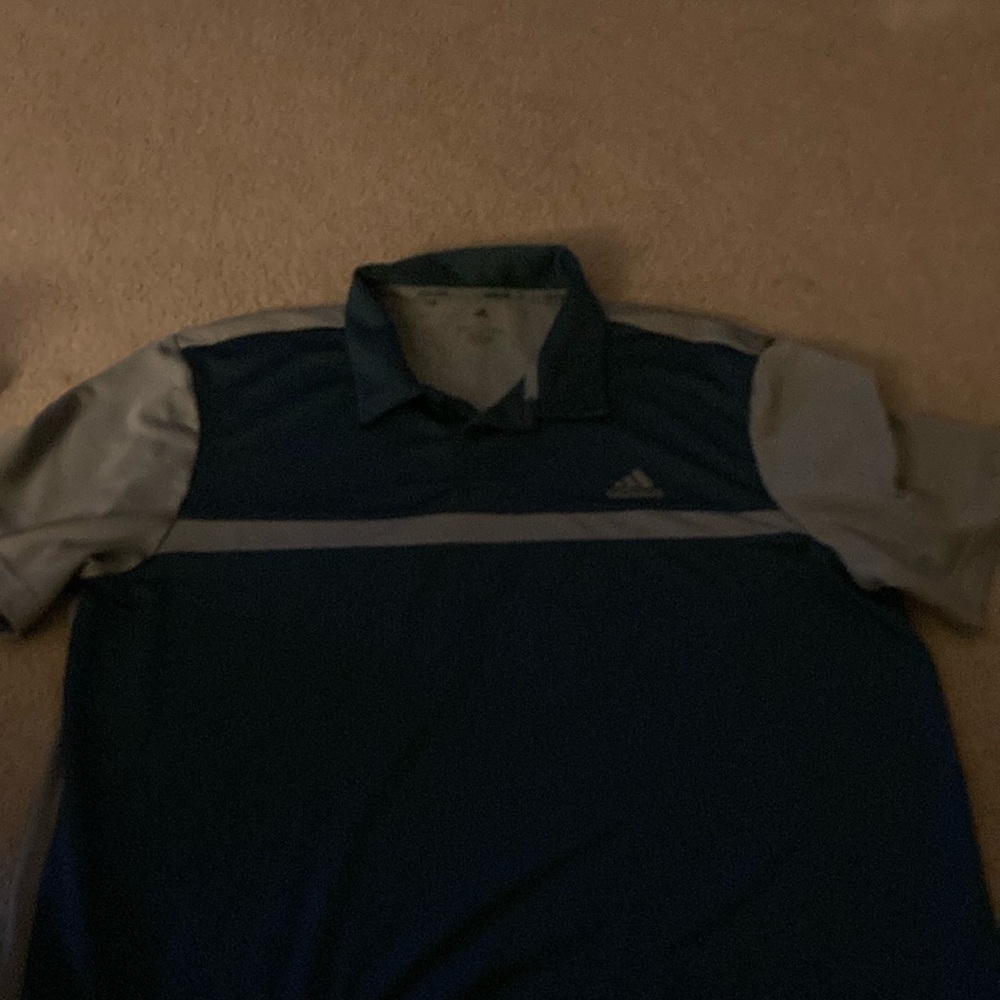 Adidas Blue and Gray Polo Shirt Athletic Style
